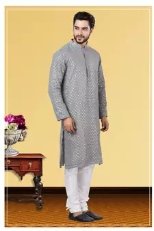 Festive Wear Designer Georgette Heavy Sequins Work Kurta With Pyjama