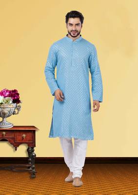 Festive Wear Designer Georgette Heavy Sequins Work Kurta With Pyjama 1