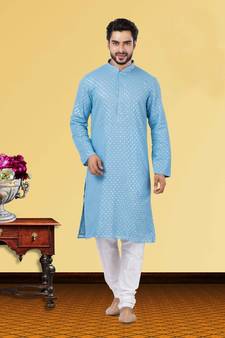 Festive Wear Designer Georgette Heavy Sequins Work Kurta With Pyjama