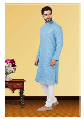 Festive Wear Designer Georgette Heavy Sequins Work Kurta With Pyjama 2
