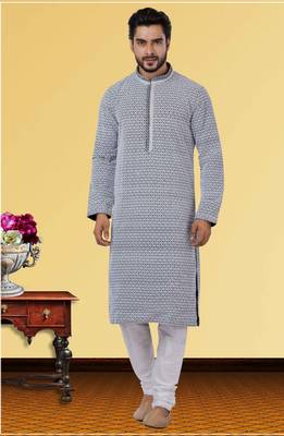 Festive Wear Designer Embroidered Georgette Chikankari Work Kurta With Pyjama 1