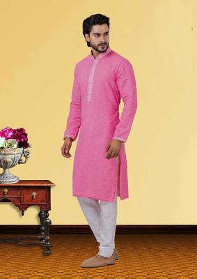 Festive Wear Designer Embroidered Georgette Chikankari Work Kurta With Pyjama 2