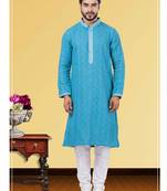 Festive Wear Designer Embroidered Georgette Chikankari Work Kurta With Pyjama