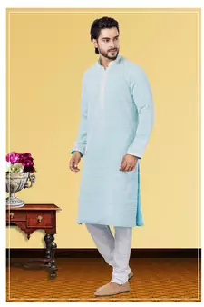 Festive Wear Designer Embroidered Georgette Chikankari Work Kurta With Pyjama