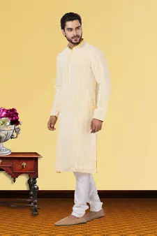 Festive Wear Designer Embroidered Georgette Chikankari Work Kurta With Pyjama