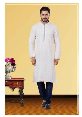 Festive Wear Designer Embroidered Georgette Chikankari Work Kurta With Pyjama 1