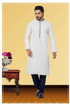 Festive Wear Designer Embroidered Georgette Chikankari Work Kurta With Pyjama