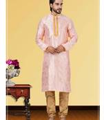 Festive Wear Designer Linen Silk Heavy Kurta With Pyjama
