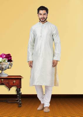 Festive Wear Designer Linen Silk Heavy Kurta With Pyjama 1
