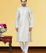 Festive Wear Designer Linen Silk Heavy Kurta With Pyjama