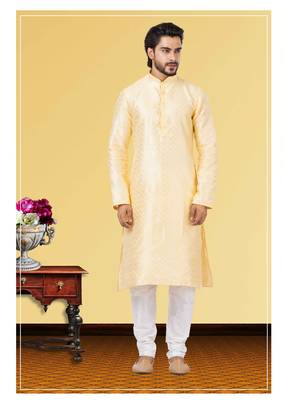 Festive Wear Designer Linen Silk Heavy Kurta With Pyjama 1