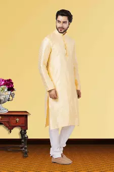 Festive Wear Designer Linen Silk Heavy Kurta With Pyjama