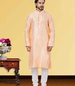 Festive Wear Designer Linen Silk Heavy Kurta With Pyjama