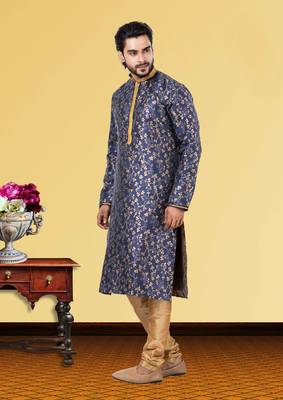 Festive Wear Designer Linen Silk Heavy Kurta With Pyjama 2
