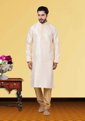 Festive Wear Designer Fancy Jacquard Silk Heavy Kurta With Pyjama 1