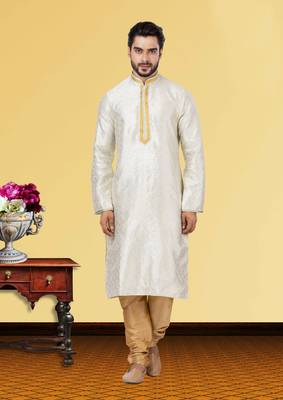 Festive Wear Designer Linen Silk Heavy Kurta With Pyjama 1