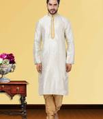 Festive Wear Designer Linen Silk Heavy Kurta With Pyjama