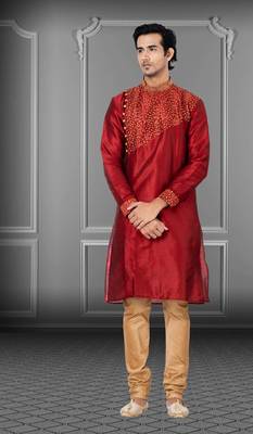 Festive Wear Designer Embroidered Dhupion Heavy Work Kurta With Pyjama 1
