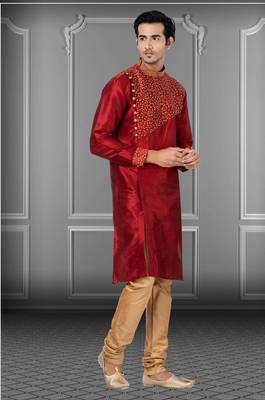 Festive Wear Designer Embroidered Dhupion Heavy Work Kurta With Pyjama 2