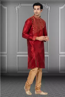 Festive Wear Designer Embroidered Dhupion Heavy Work Kurta With Pyjama