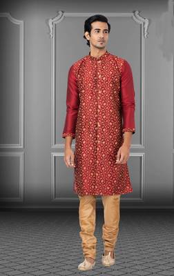 Festive Wear Designer Embroidered Dhupion Heavy Work Kurta With Pyjama 1