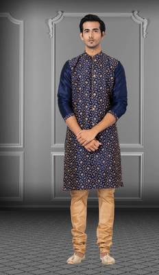 Festive Wear Designer Embroidered Dhupion Heavy Work Kurta With Pyjama 1