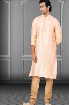 Festive Wear Designer Linen Silk Heavy Kurta With Pyjama