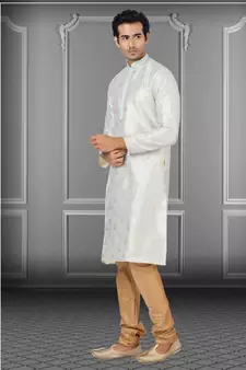 Festive Wear Designer Linen Silk Heavy Kurta With Pyjama