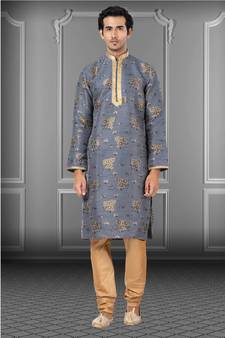 Festive Wear Designer Jacquard Silk Heavy Kurta With Pyjama