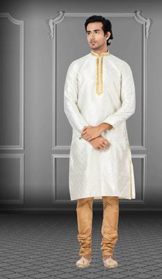 Festive Wear Designer Linen Silk Heavy Kurta With Pyjama 1