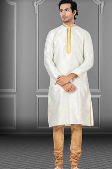 Festive Wear Designer Linen Silk Heavy Kurta With Pyjama