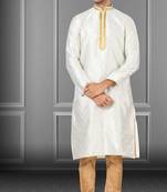 Festive Wear Designer Linen Silk Heavy Kurta With Pyjama