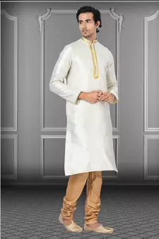 Festive Wear Designer Linen Silk Heavy Kurta With Pyjama