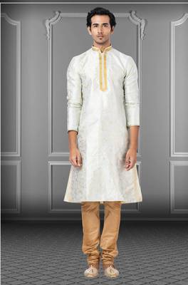 Festive Wear Designer Linen Silk Heavy Kurta With Pyjama 1