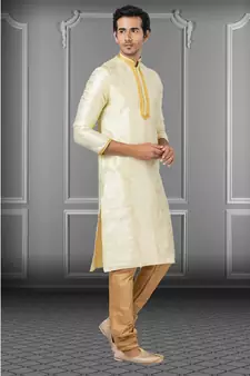 Festive Wear Designer Linen Silk Heavy Kurta With Pyjama