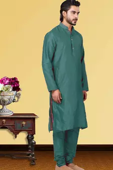 Festive Wear Designer Dhupion Raw Silk Heavy Kurta With Pyjama