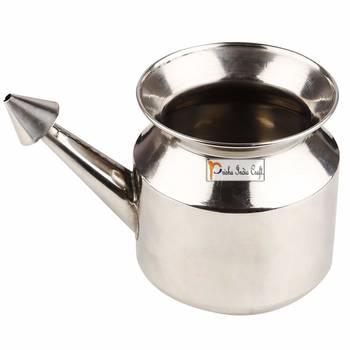 Prisha India Craft Stainless Steel Neti Pot for Sinus Irrigation 1