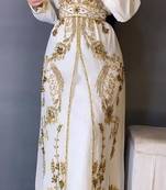 Royal Dubai Kaftan Moroccan Islamic Abaya Farasha Party Wear Floor Length Dress For Women