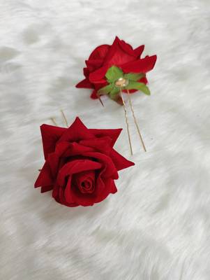 Maroon Rose Flowers Hair Clips,Hair Accessories,Hair Pins for B'day,Gift(2 Pack) 1