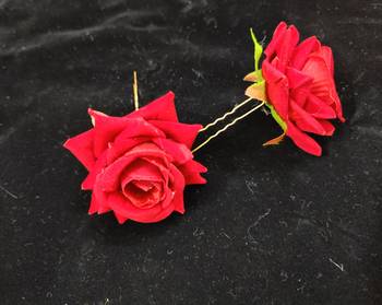 Maroon Rose Flowers Hair Clips,Hair Accessories,Hair Pins for B'day,Gift(2 Pack) 2