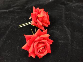 Red Rose Flowers Hair Clips,Hair Accessories,Hair Pins for B'day,Gift(2 Pack) 2