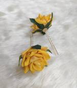 Yellow Rose Flowers Hair Clips,Hair Accessories,Hair Pins for B'day,Gift(2 Pack)
