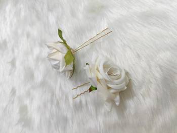 White Rose Flowers Hair Clips,Hair Accessories,Hair Pins for B'day,Gift(2 Pack) 1