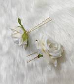 White Rose Flowers Hair Clips,Hair Accessories,Hair Pins for B'day,Gift(2 Pack)