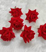 Red Rose Flowers Hair Clips,Hair Accessories,Hair Pins for B'day,Gift(6 Pack)