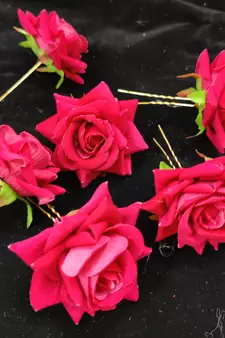 Pink Rani Rose Flws Hair Clips,Hair Accessories,Pins for B'day,Gift(6 Pack)