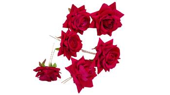 Pink Rani Rose Flws Hair Clips,Hair Accessories,Pins for B'day,Gift(6 Pack) 3