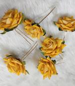 Yellow Rose Flowers Hair Clips,Hair Accessories,Hair Pins for B'day,Gift(6 Pack)