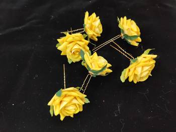 Yellow Rose Flowers Hair Clips,Hair Accessories,Hair Pins for B'day,Gift(6 Pack) 2