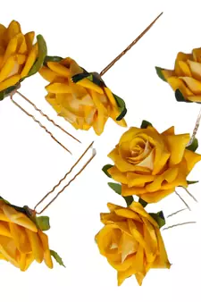 Yellow Rose Flowers Hair Clips,Hair Accessories,Hair Pins for B'day,Gift(6 Pack)